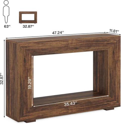 Miniatura 2 de Tribesigns - Mesa consola de granja, mesa de entrada de 47 pulgadas con almacenamiento, mesa decorativa de pasillo con estilo industrial para sala