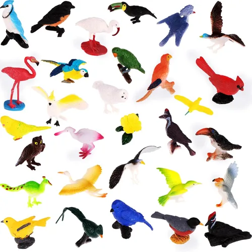 30 figuras realistas de animales de pájaros, figuras de animales de pájaros, modelo de decoración de pasteles, figuras de Birda de plástico, tucán,