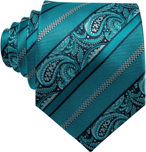 Miniatura 173 de Barry.Wang - Juego de corbata de seda para hombre, diseño de cachemira, pañuelo y gemelos de bolsillo