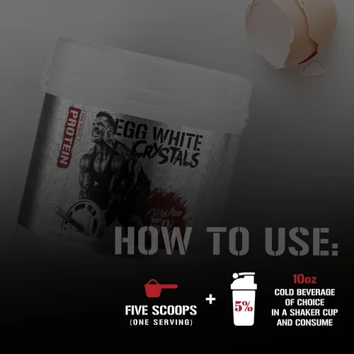 Miniatura 4 de Rich Piana 5% Nutrition - Cristales de clara de huevo Proteína en polvo de clara de huevo 100% pura 0.71 oz de proteína Se mezcla y almacena