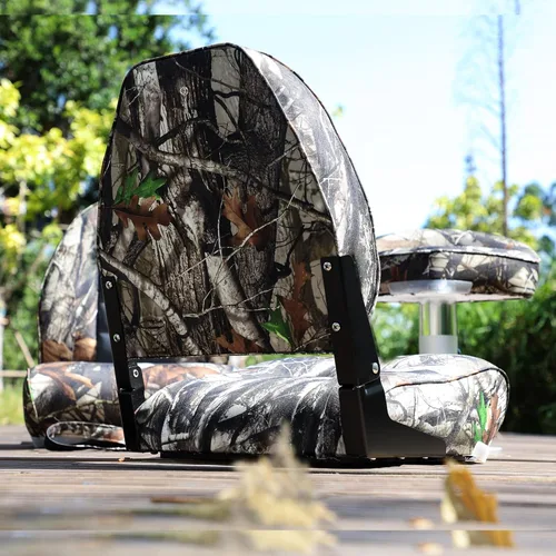 Miniatura 6 de NORTHCAPTAIN Asiento plegable para barco de pesca con respaldo alto, tornillos de acero inoxidable incluidos, camuflaje, 2 asientos A-High