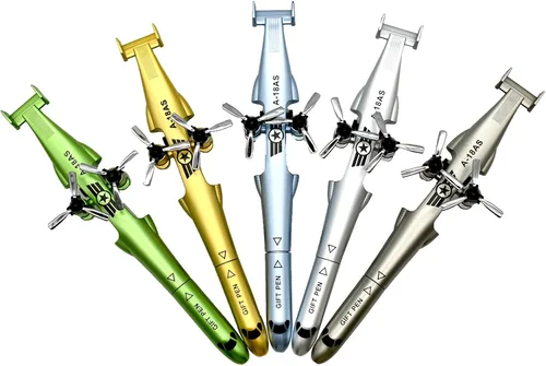 Miniatura 7 de 5 bolígrafos novedosos con forma de avión, bolígrafo de gel para helicóptero, bolígrafo inspirador de aviador con 12 recambios para oficina, fiesta