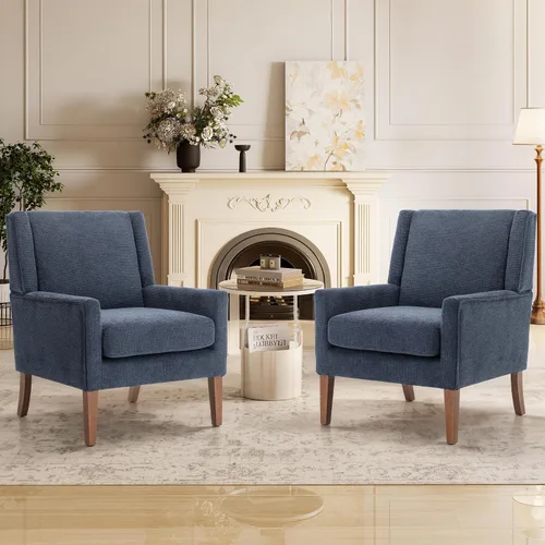 Miniatura 12 de Sillas de acento para sala de estar, sillas de sala de estar de madera y tela de mediados de siglo, sillón con brazos, sillas auxiliares para sala