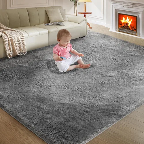 Miniatura 25 de Alfombra ultra suave para sala de estar, alfombra mullida de área 4X6 para dormitorio, alfombras modernas de pelo largo, alfombra suave
