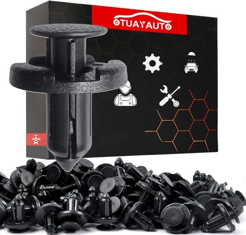 OTUAYAUTO 100 clips de retención para parachoques delantero y radiador, clip de plástico para guardabarros de empuje 11296-AG000-0.000-0.315 in,
