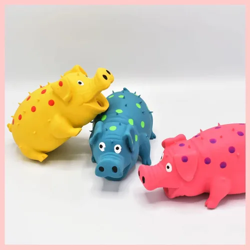Miniatura 3 de Juguetes para perros Squeaky Pig - Paquete de 2 juguetes para perros que gruñen gruñidos para perros pequeños, medianos y grandes, juguete para Rojo
