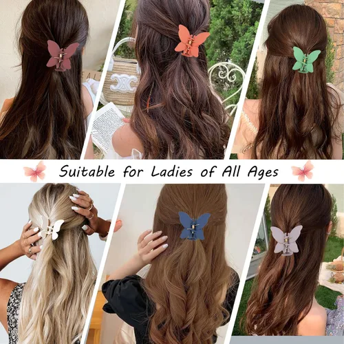 Miniatura 2 de 12 pinzas para el cabello con garra de mariposa de 2.6 pulgadas, antideslizantes, mandíbula mate, 12 colores, fuerte sujeción de mariposa