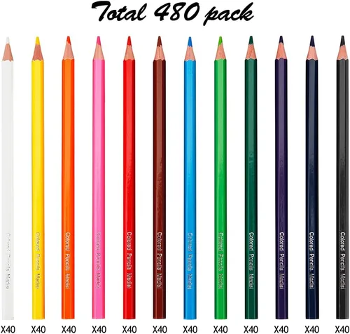 Miniatura 2 de Madisi Lápices de colores a granel – Pre-afilados – 12 colores surtidos – 480 unidades a granel