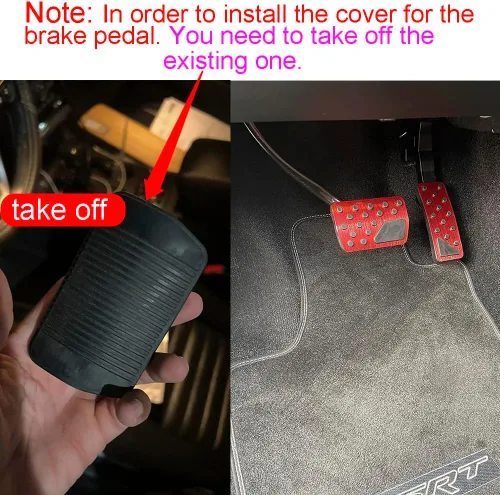 Miniatura 7 de Funda de pedal de aleación de aluminio para Jeep Grand Cherokee 2011-2024 2025 Dodge Durango 2011-2024 2025 Sin perforación Fundas de pedal de freno