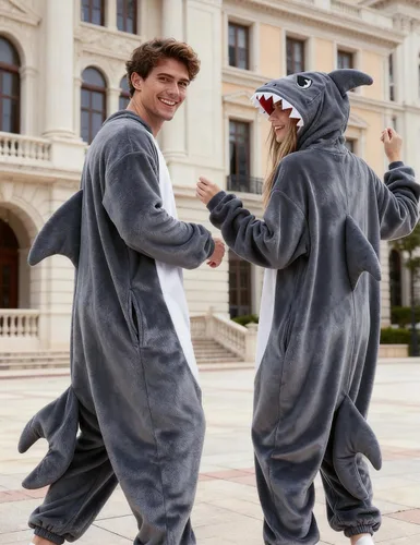 Miniatura 5 de vavalad Disfraz mameluco de tiburón para adultos, disfraz de Halloween para cosplay