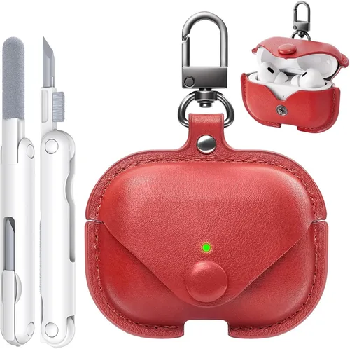 Miniatura 14 de Funda de piel para Airpods Pro 2, funda para AirPods Pro con llavero y kit de limpiador para Apple Airpods Pro de 2ª/1ª generación (2023/2022/2019)