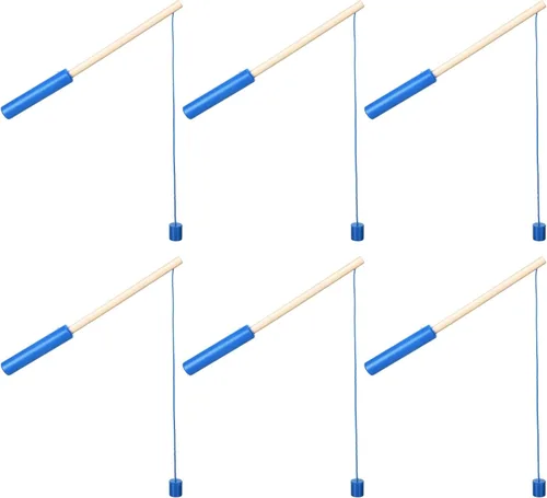 Miniatura 9 de Sumind 6 cañas de pescar magnéticas de madera para niños con ganchos magnéticos, juguete de verano, playa, piscina, actividad, regalos para jardín