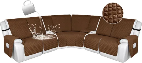 Miniatura 35 de HDCAXKJ Fundas de sofá seccional reclinable 100% impermeable, forma de L, funda de sofá reclinable lavable acolchada suave para mascotas, perro
