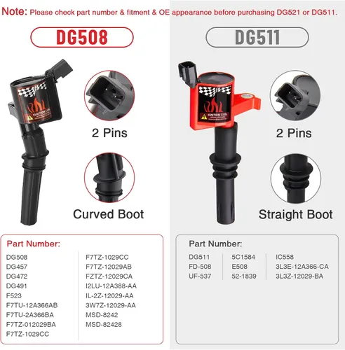 Miniatura 3 de CarBole Paquete de bobinas de alto rendimiento para F150 F250 F350 5.4L 4.6L V8 DG508, bobina de encendido para Ford Crown Victoria E150 E250
