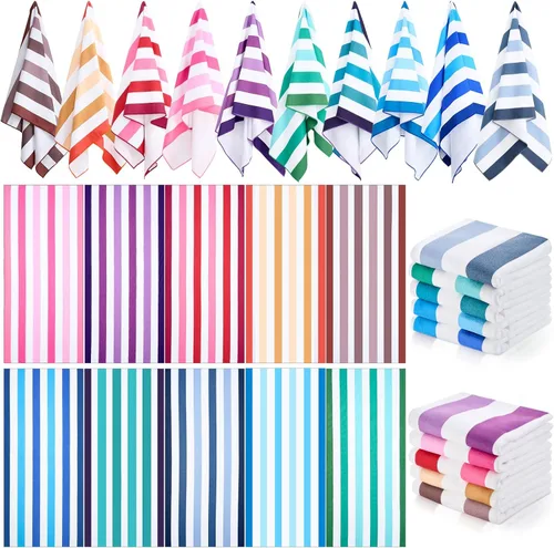 Miniatura 14 de EBOOT Paquete de 10 toallas de playa de gran tamaño, toallas de piscina, toallas de microfibra de secado rápido para adultos, mujeres, hombres, Azul
