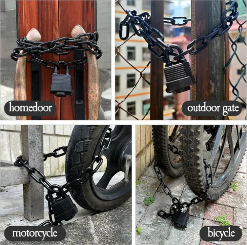 Miniatura 2 de Cerradura de cadena de seguridad, candado impermeable para exteriores con cadena, resistente a la intemperie con cadena para puerta, valla