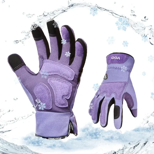 Miniatura 10 de Vgo... 1 par de guantes de jardinería para mujer, guantes de trabajo de piel de cabra a prueba de espinas para desmalezar, cavar, rastrillar, podar