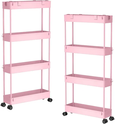 Miniatura 11 de SAKA - Carrito de almacenamiento delgado, carrito de almacenamiento rodante para el baño de 4 niveles, carrito organizador móvil de estanterías