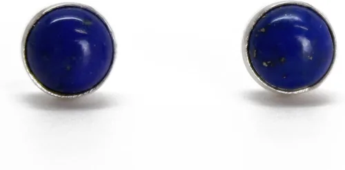 Miniatura 31 de Aretes de tuerca con piedras preciosas para mujeres y niñas, bisel redondo de 0.157 in de plata esterlina 925