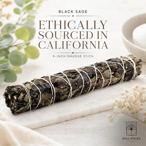 Miniatura 3 de Soul Sticks Paquete de 1 barra de manchas de salvia negra, 9 pulgadas, bendición de la casa de salvia floral, limpia la casa y la energía negativa