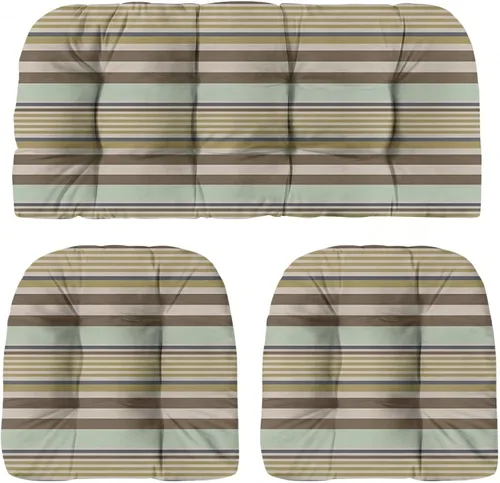 Miniatura 60 de RSH DECOR: Sunbrella 3-Piece Tufted Wicker Cushion Set 44" x 22" & 22" x 22" Outdoor Loveseat & U-Shaped Seat Cushions Crafted with