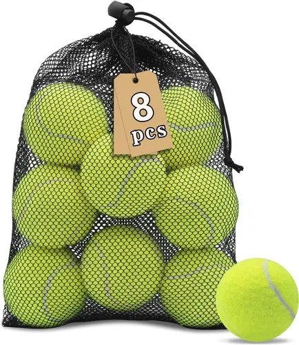 Miniatura 20 de Pelotas de tenis, paquete de 18 pelotas de entrenamiento con bolsa de malla para un fácil transporte, pelotas de práctica para perros y mascotas, 9