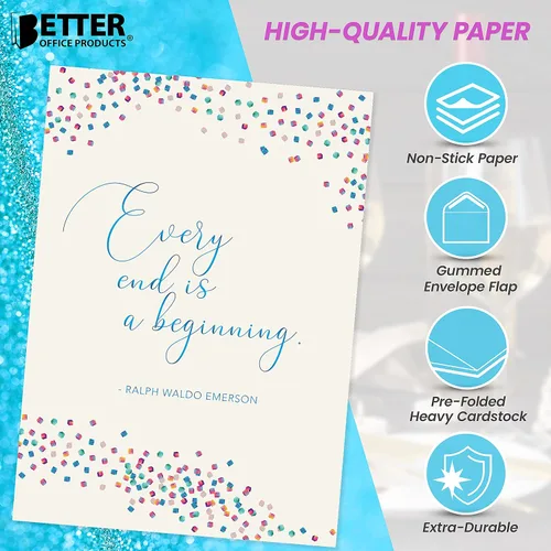 Miniatura 3 de Better Office Products Tarjeta de despedida con sobre, elegante diseño de lámina metálica, tarjeta Will Miss You, tarjeta de jubilación de compañero