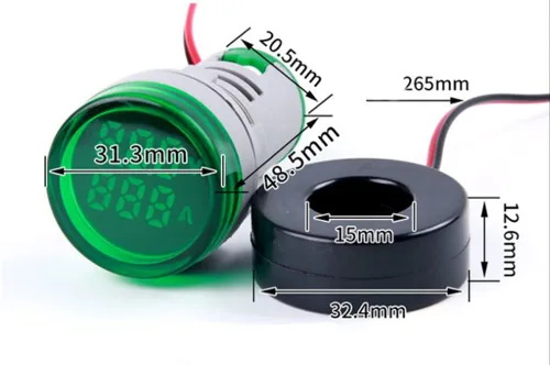Miniatura 7 de Indicador de corriente y voltaje de CA de 3 piezas con pantalla de dos dígitos, monitor de instrumentos de medición multifunción LED de cabeza Verde