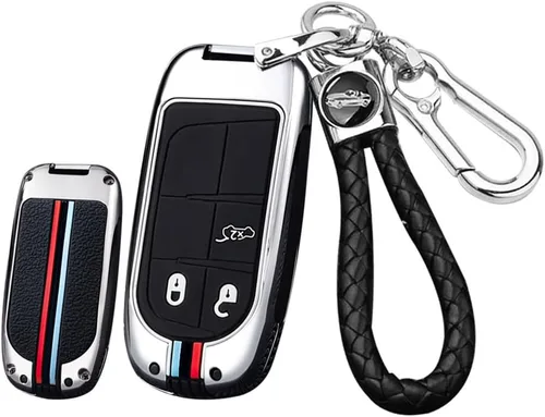 Miniatura 11 de ontto Funda de metal para llavero de automóvil, protección completa para Jeep Grand Renegade Cherokee Smart Remote Car Key Holder para Dodge