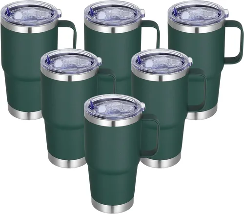 Miniatura 15 de Vaso térmico de acero inoxidable de 20 oz con asa, envase a granel, vasos termales metálicos aislados, taza de café de viaje con asa, vaso de doble
