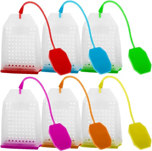 FineGood infusor de té, de silicona, paquete de 6, bolsas para té en hojas sueltas, seguras y reutilizables, filtro de colador con seis colores