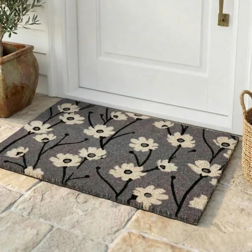 Miniatura 62 de Fab Habitat Felpudo extra grueso, tejido a mano, duradero, fibra de coco natural, entrada, puerta delantera, porche, patio, pájaros en rama, gris
