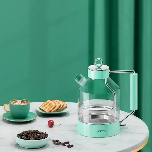 Miniatura 5 de ASCOT Hervidor eléctrico, tetera eléctrica de vidrio, regalos para hombres/mujeres/familia, 1.5 L, 1500 W, calentador de té de vidrio