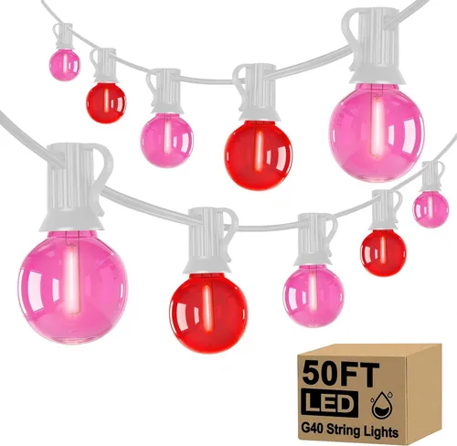 Miniatura 15 de Guirnalda de luces LED G40 para el día de San Patricio para exteriores, 25 pies, luces decorativas de San Patricio al aire libre con bombillas