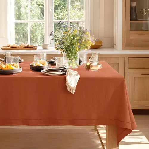 Miniatura 24 de Linen World - Mantel de lino de otoño de 55 x 55 pulgadas, mantel rectangular lavable de lino francés para comedor, al aire libre, bodas