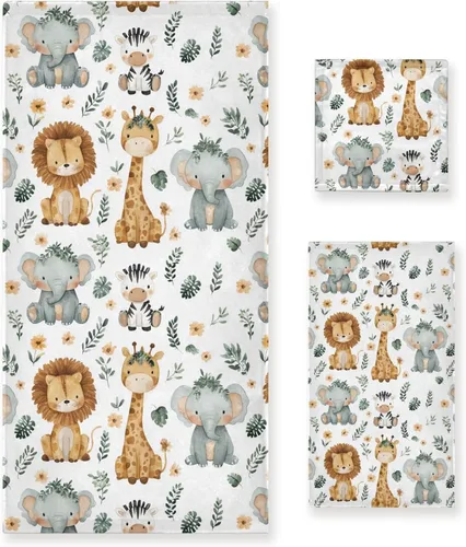 Miniatura 28 de Naanle Juego de 3 toallas suaves de lujo con diseño de tortuga marina oceánica, 1 toalla de baño+1 toalla de mano + 1 toallita, multiusos para baño
