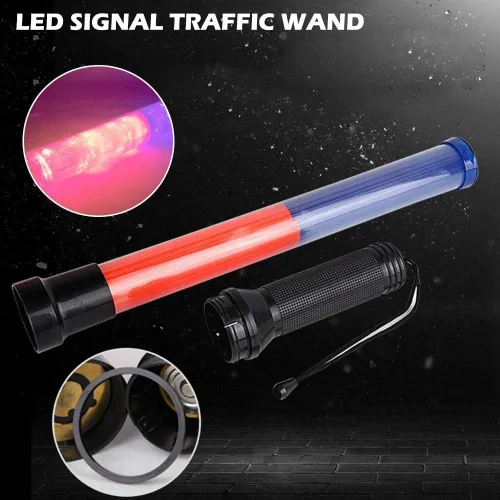 Miniatura 7 de Bastón de luz, varita de seguridad de tráfico, varita de tráfico con señal LED con 3 modos intermitentes para control de tráfico, guía de Azul