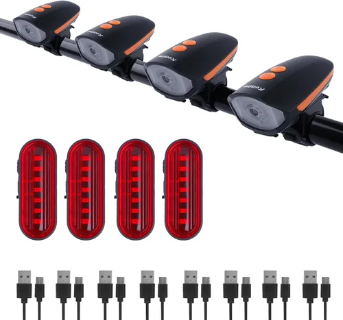 Miniatura 8 de Kunhe Rechargeable Bicycle Front and Rear Lights with Horn 1200mah Battery 120dB Bicycle Bell 150 lumens 3 Light Modes 5 Horn Modes Suitable for