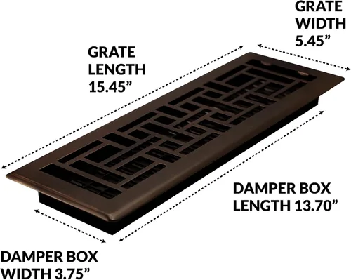 Miniatura 3 de Decor Grates Registro de suelo oriental AJH414-RB, 4 x 14 pulgadas, acabado de bronce frotado bronce (Rubbed Bronze Finish)