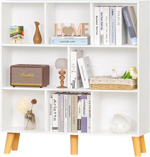 Miniatura 25 de YAHARBO Estantería de 2 cubos, soporte para tocadiscos negro con almacenamiento de vinilo de hasta 100 álbumes, estante horizontal para libros