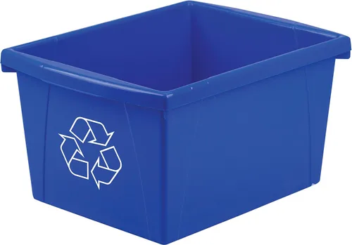Storex Papelera de reciclaje de 4 galones (15 litros), 13.63 x 7.87 x 11.25 pulgadas, azul (61505F06C)