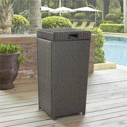 Miniatura 2 de Pemberly Row Cubo de basura de mimbre para patio en gris desgastado Gris envejecido
