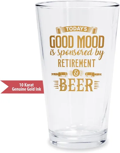 Miniatura 2 de BAD BANANAS Regalos de jubilación – Buen estado de ánimo – Vaso de cerveza de 16 onzas con tinta auténtica de oro de 10 quilates – Regalos