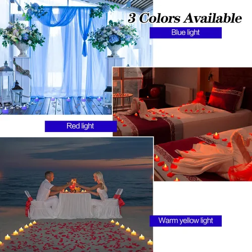 Miniatura 3 de KOABY 1000 piezas pétalos de rosa artificiales azules con kit de 12 luces LED azules de té, para decoración