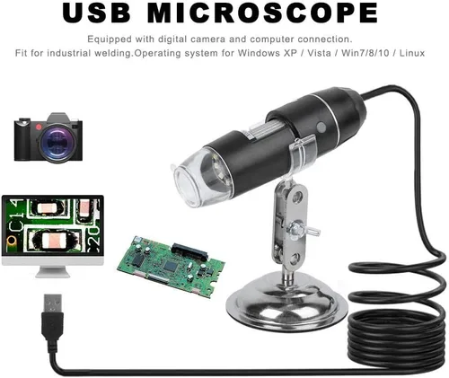 Miniatura 4 de Microscopio digital USB, cámara de microscopio T03500X, portátil, respetuoso del medio ambiente, equipo electrónico mate para experimentos e