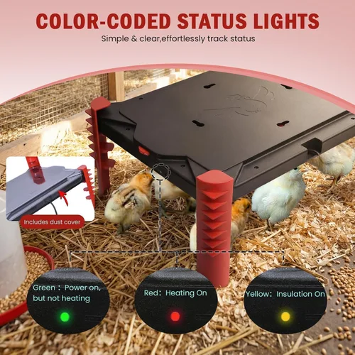 Miniatura 8 de Placa calefactora para pollos de 200 W, placa radiante ajustable 2 en 1 para pollitos y aves de corral, termostato inteligente, 16 x 12 pulgadas