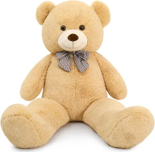Miniatura 23 de MaoGoLan - Oso de peluche gigante de 52.0 pulgadas, peluche grande color canela con lindo moño y huellas, peluche suave de oso con moño para regalar