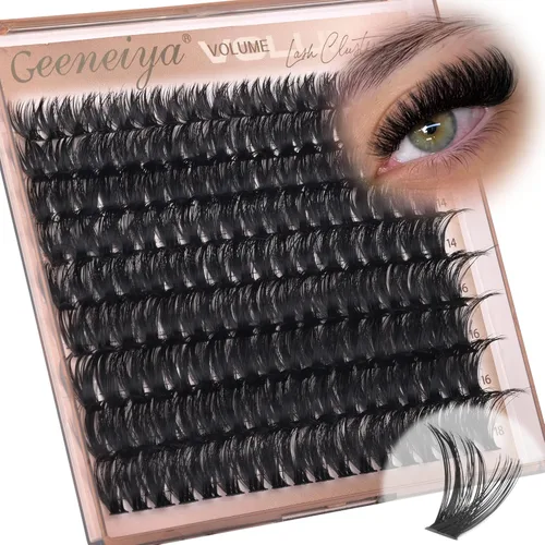 Miniatura 14 de Geeneiya Kit de racimos de pestañas de 5 estilos, extensiones de racimos de pestañas de volumen/mega/completo/inferior con adhesivo de pestañas