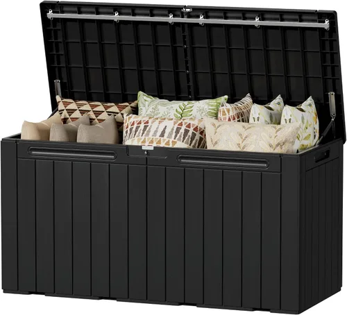 Miniatura 35 de Devoko 29 Gallon Waterproof Outdoor Storage Box Resin Deck Box Lockable and UV Resistant for Patio Furniture, Garden Tools (Black, 29 Gallon)