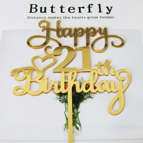 Miniatura 19 de Decoración de pastel de feliz cumpleaños 50, decoración acrílica dorada de doble cara, para decoración de pasteles de feliz cumpleaños 50